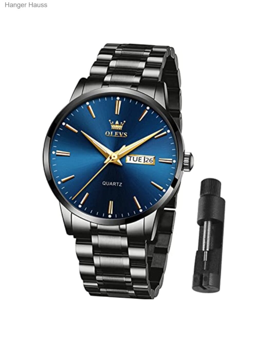 Men's Gold Stainless Steel Analog Watch with Day Date